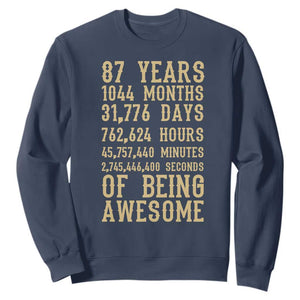 Vintage 87th Birthday Gift Sweatshirt 87 Years Of Being Awesome TS12 Navy Print Your Wear