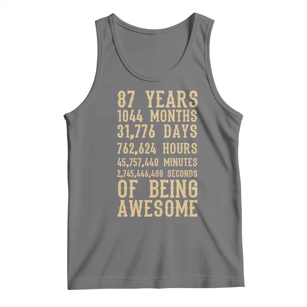 Vintage 87th Birthday Gift Tank Top 87 Years Of Being Awesome TS12 Black Heather Print Your Wear