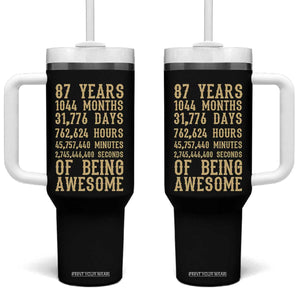 Vintage 87th Birthday Gift Tumbler With Handle 87 Years Of Being Awesome TS12 One Size: 40 oz Black Print Your Wear