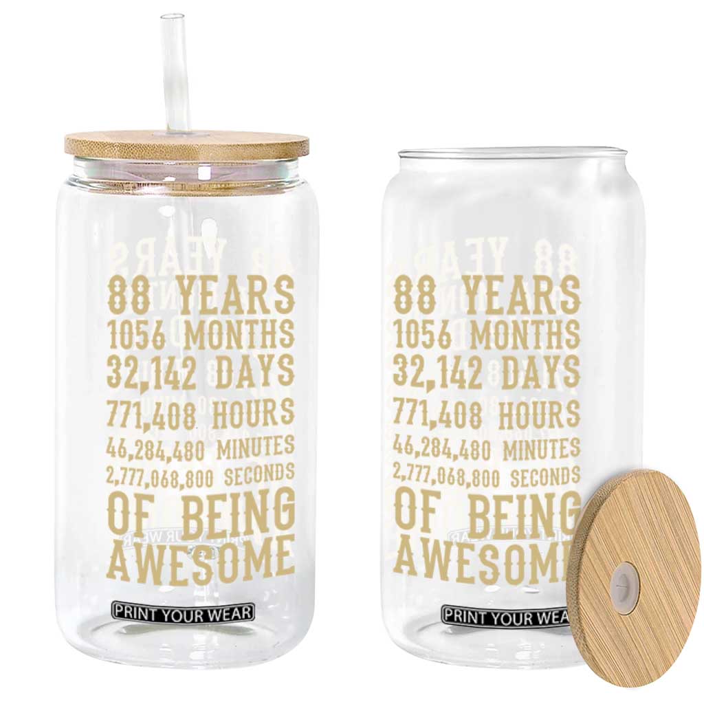 Vintage 88th Birthday Gift Glass Can 88 Years Of Being Awesome TS12 Print Your Wear