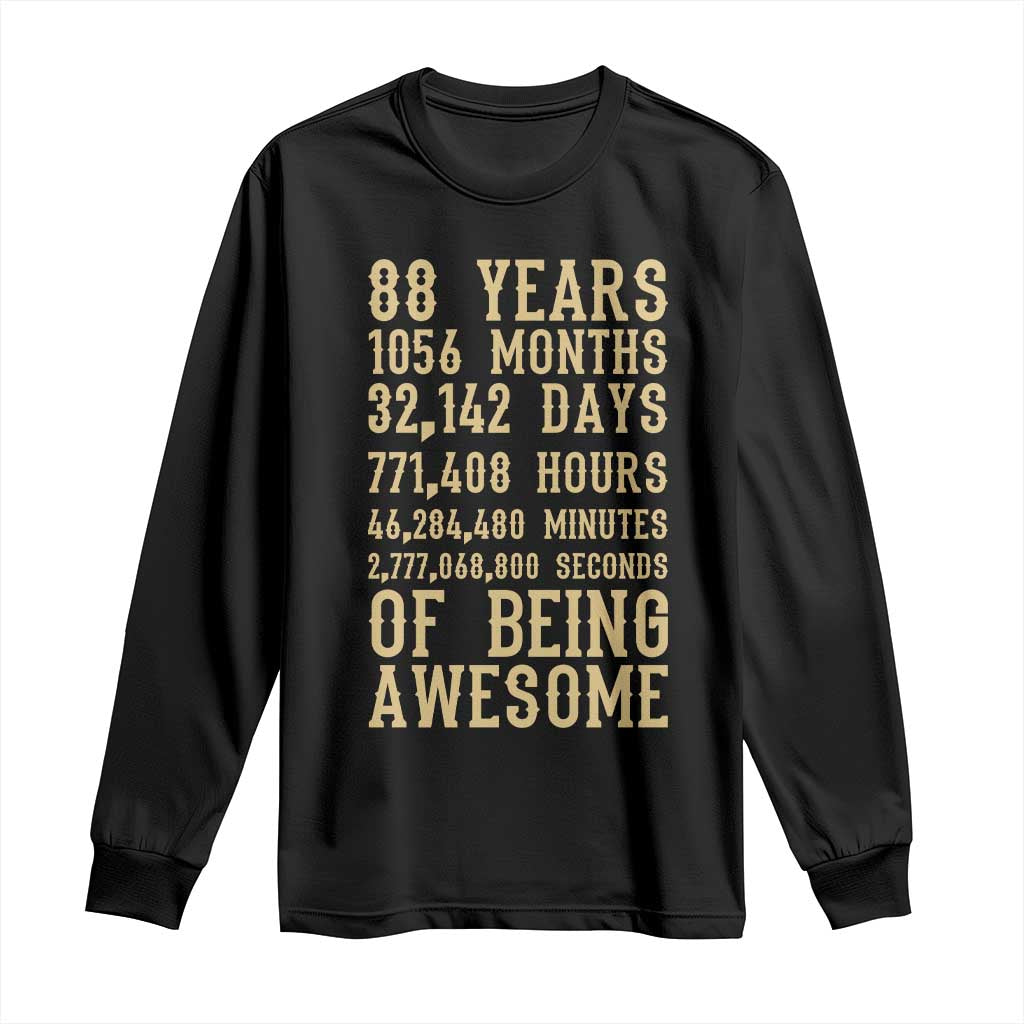 Vintage 88th Birthday Gift Long Sleeve Shirt 88 Years Of Being Awesome TS12 Black Print Your Wear