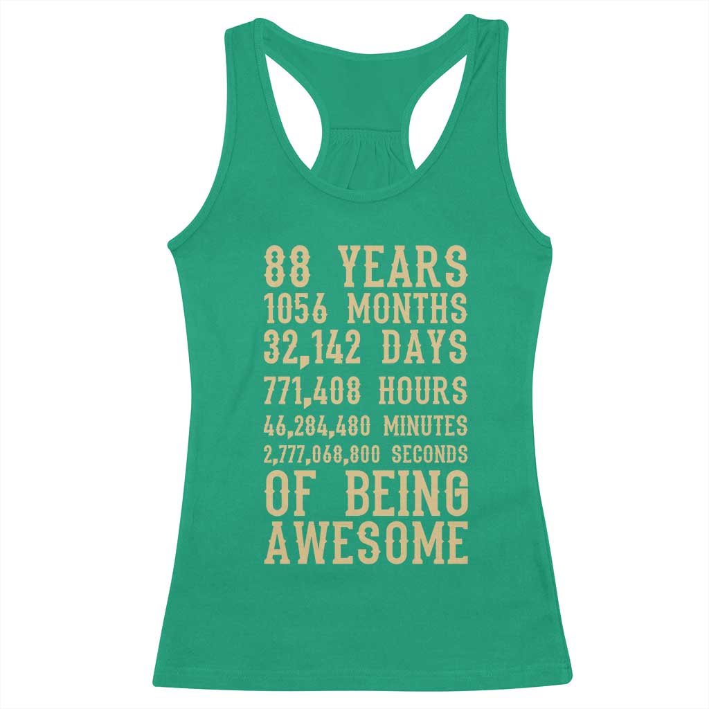 Vintage 88th Birthday Gift Racerback Tank Top 88 Years Of Being Awesome TS12 Irish Green Print Your Wear