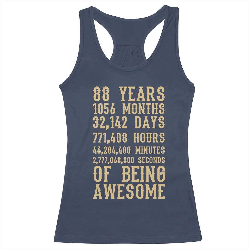 Vintage 88th Birthday Gift Racerback Tank Top 88 Years Of Being Awesome TS12 Navy Print Your Wear