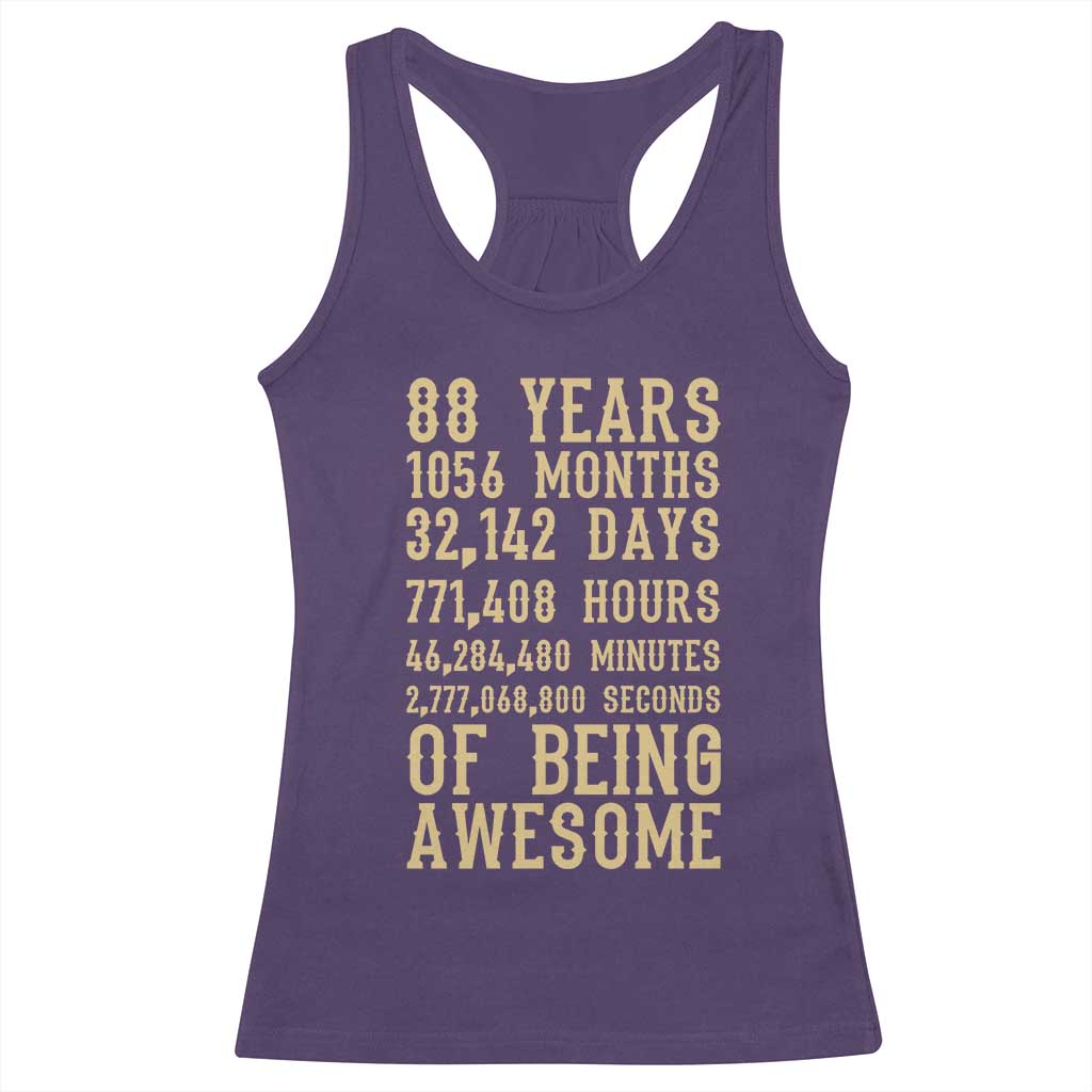 Vintage 88th Birthday Gift Racerback Tank Top 88 Years Of Being Awesome TS12 Purple Print Your Wear