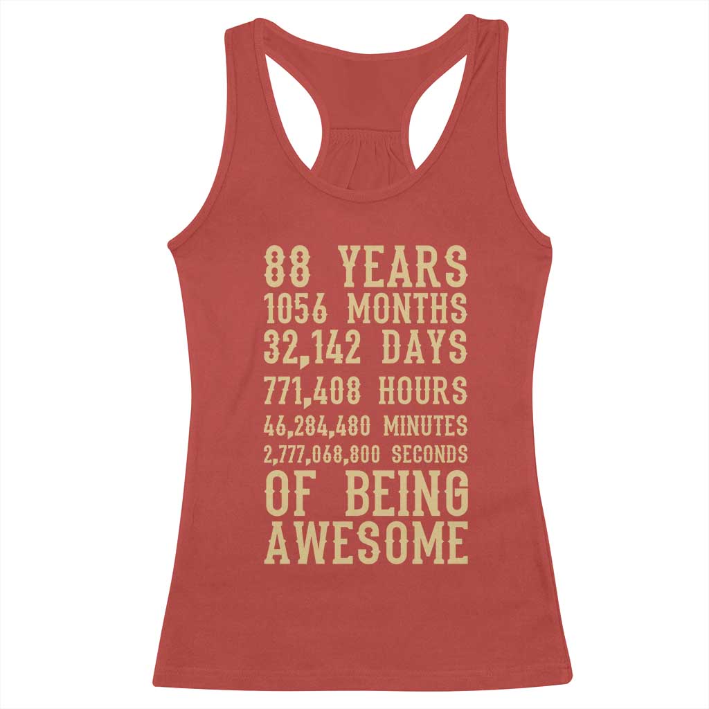 Vintage 88th Birthday Gift Racerback Tank Top 88 Years Of Being Awesome TS12 Red Print Your Wear
