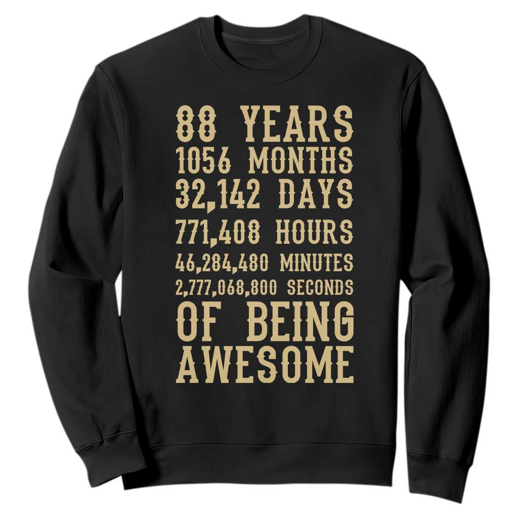 Vintage 88th Birthday Gift Sweatshirt 88 Years Of Being Awesome TS12 Black Print Your Wear