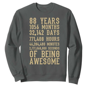 Vintage 88th Birthday Gift Sweatshirt 88 Years Of Being Awesome TS12 Dark Heather Print Your Wear