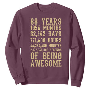 Vintage 88th Birthday Gift Sweatshirt 88 Years Of Being Awesome TS12 Maroon Print Your Wear