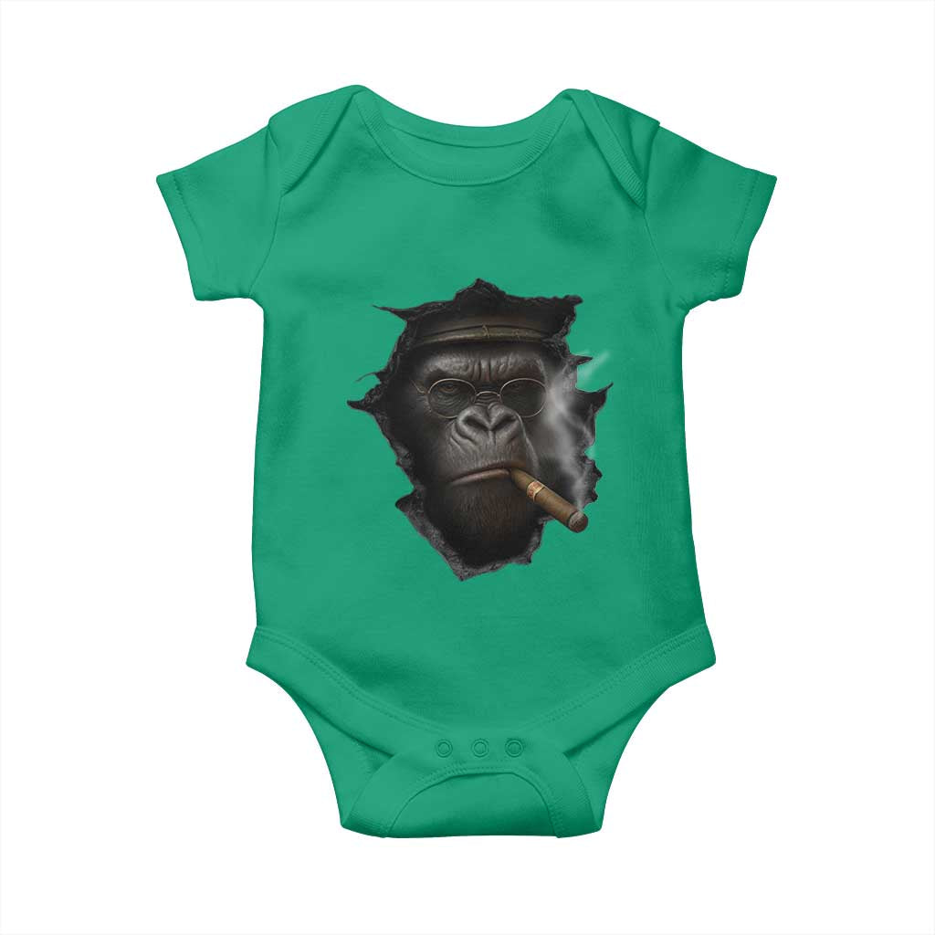 Cool Gorilla With Cigar Baby Onesie Animal Lover Gift TS12 Irish Green Print Your Wear