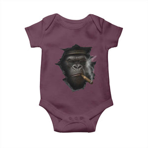 Cool Gorilla With Cigar Baby Onesie Animal Lover Gift TS12 Maroon Print Your Wear
