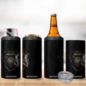 Cool Gorilla With Cigar 4 in 1 Can Cooler Tumbler Animal Lover Gift TS12 Print Your Wear
