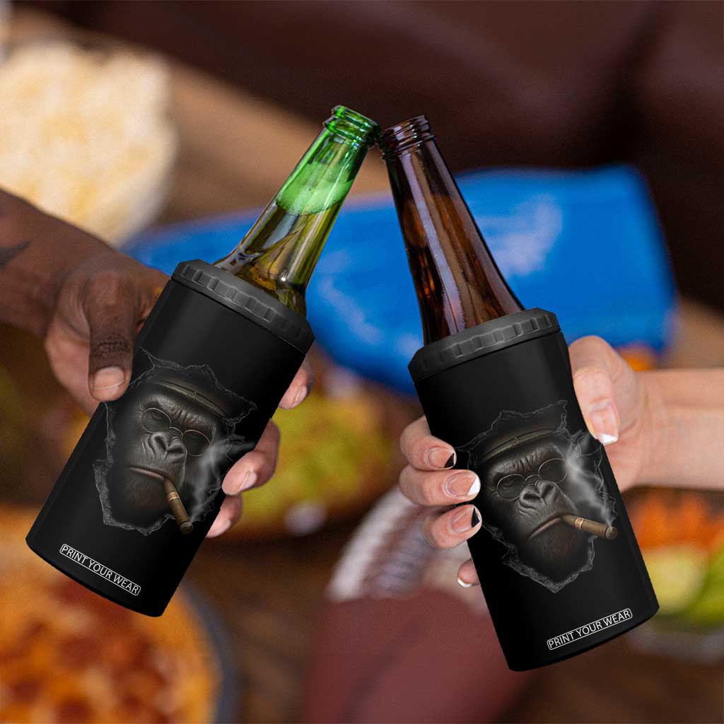Cool Gorilla With Cigar 4 in 1 Can Cooler Tumbler Animal Lover Gift TS12 Print Your Wear