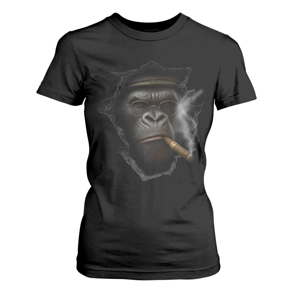 Cool Gorilla With Cigar T Shirt For Women Animal Lover Gift TS12 Black Print Your Wear