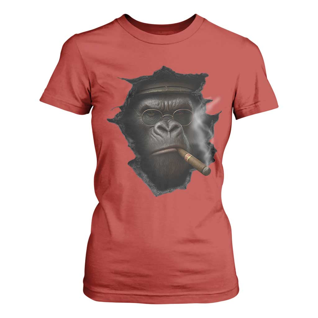 Cool Gorilla With Cigar T Shirt For Women Animal Lover Gift TS12 Red Print Your Wear