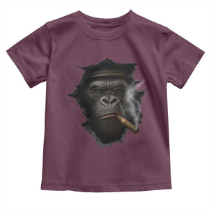 Cool Gorilla With Cigar Toddler T Shirt Animal Lover Gift TS12 Maroon Print Your Wear