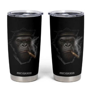 Cool Gorilla With Cigar Tumbler Cup Animal Lover Gift TS12 Black Print Your Wear