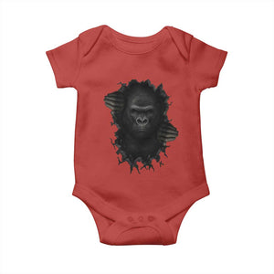 Angry Gorilla Face On Cracked Wall Baby Onesie Animal Lover Gift TS12 Red Print Your Wear