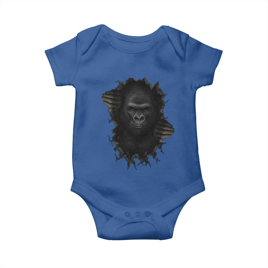 Angry Gorilla Face On Cracked Wall Baby Onesie Animal Lover Gift TS12 Royal Blue Print Your Wear