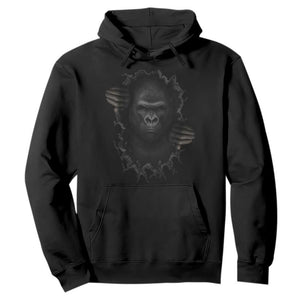 Angry Gorilla Face On Cracked Wall Hoodie Animal Lover Gift TS12 Black Print Your Wear