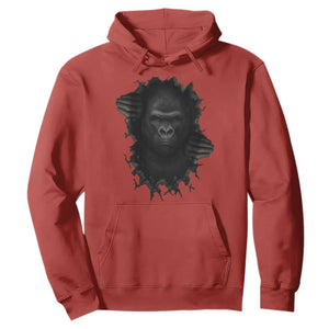 Angry Gorilla Face On Cracked Wall Hoodie Animal Lover Gift TS12 Red Print Your Wear