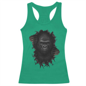 Angry Gorilla Face On Cracked Wall Racerback Tank Top Animal Lover Gift TS12 Irish Green Print Your Wear