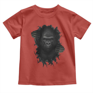 Angry Gorilla Face On Cracked Wall Toddler T Shirt Animal Lover Gift TS12 Red Print Your Wear