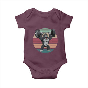 Fitness Lover Gift Baby Onesie Powerlifting Gorilla Strength TS12 Maroon Print Your Wear