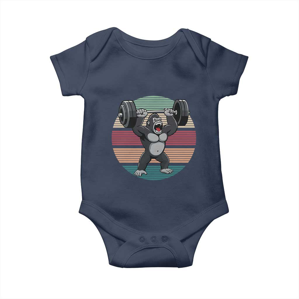 Fitness Lover Gift Baby Onesie Powerlifting Gorilla Strength TS12 Navy Print Your Wear
