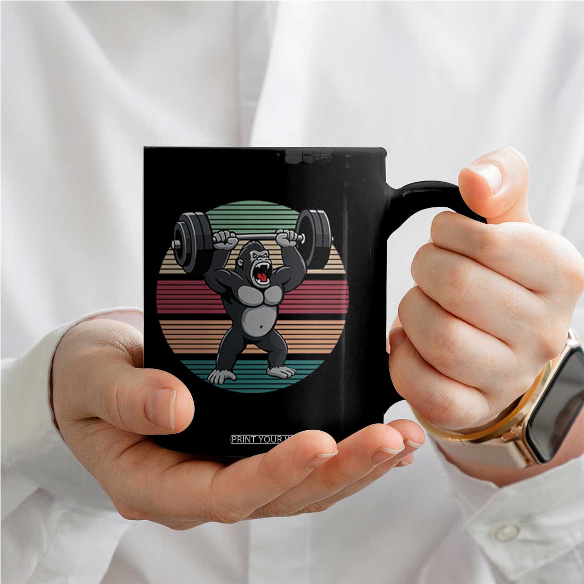 Fitness Lover Gift Coffee Mug Powerlifting Gorilla Strength TS12 Print Your Wear