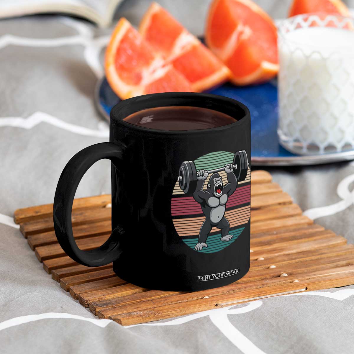 Fitness Lover Gift Coffee Mug Powerlifting Gorilla Strength TS12 Print Your Wear