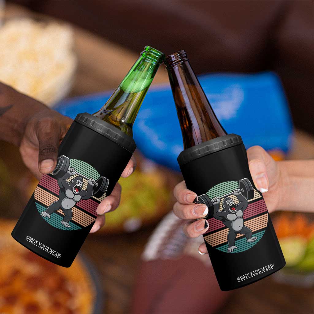 Fitness Lover Gift 4 in 1 Can Cooler Tumbler Powerlifting Gorilla Strength TS12 Print Your Wear