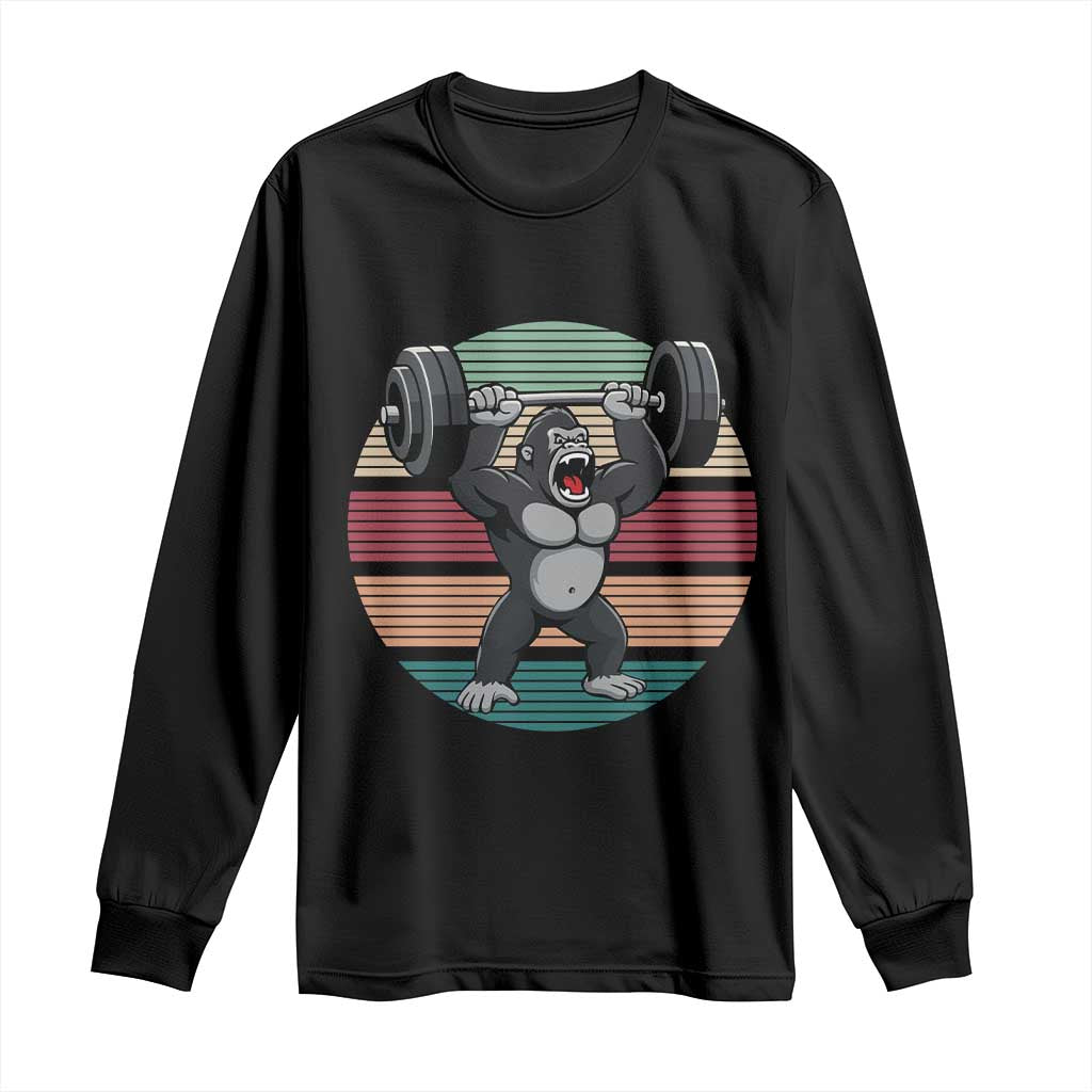 Fitness Lover Gift Long Sleeve Shirt Powerlifting Gorilla Strength TS12 Black Print Your Wear
