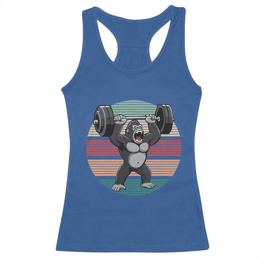 Fitness Lover Gift Racerback Tank Top Powerlifting Gorilla Strength TS12 Royal Blue Print Your Wear