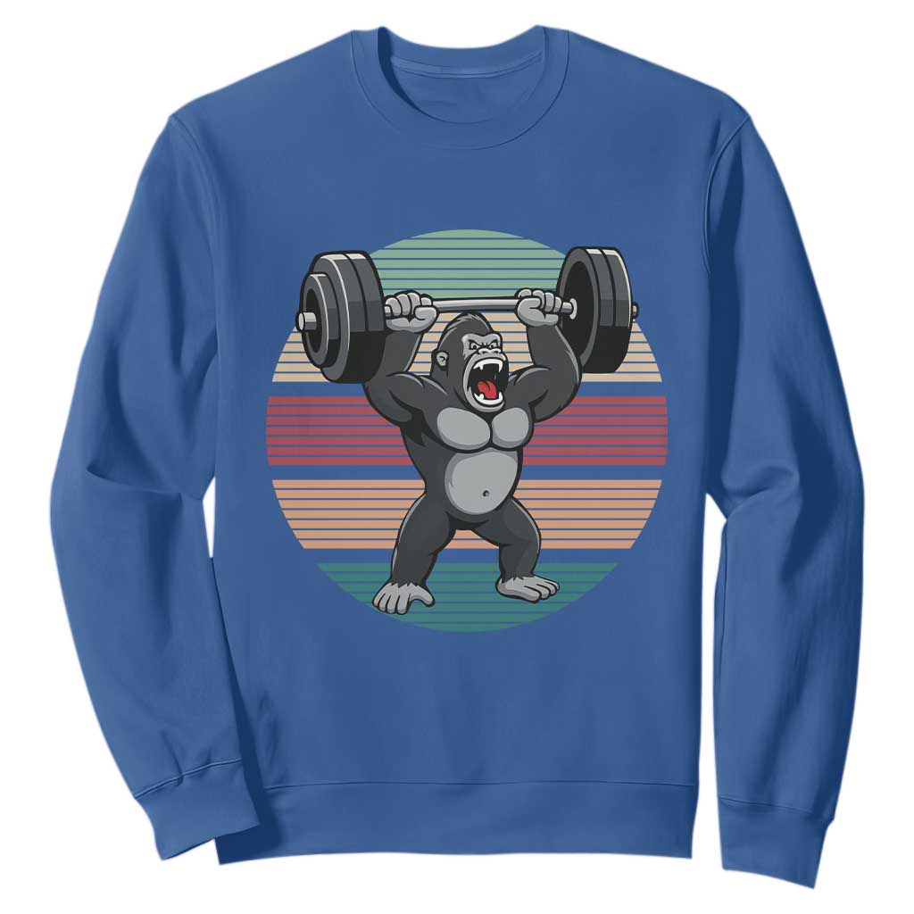 Fitness Lover Gift Sweatshirt Powerlifting Gorilla Strength TS12 Royal Blue Print Your Wear