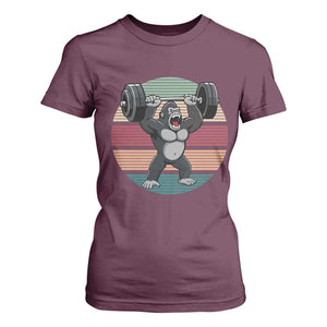 Fitness Lover Gift T Shirt For Women Powerlifting Gorilla Strength TS12 Maroon Print Your Wear