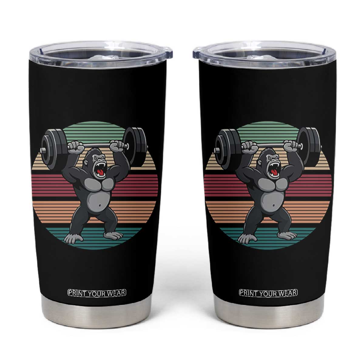 Fitness Lover Gift Tumbler Cup Powerlifting Gorilla Strength TS12 Black Print Your Wear