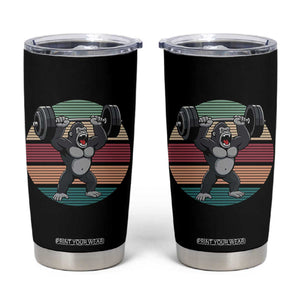 Fitness Lover Gift Tumbler Cup Powerlifting Gorilla Strength TS12 Black Print Your Wear