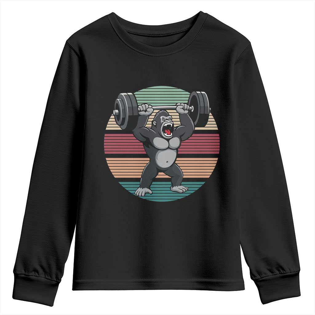 Fitness Lover Gift Youth Sweatshirt Powerlifting Gorilla Strength TS12 Black Print Your Wear