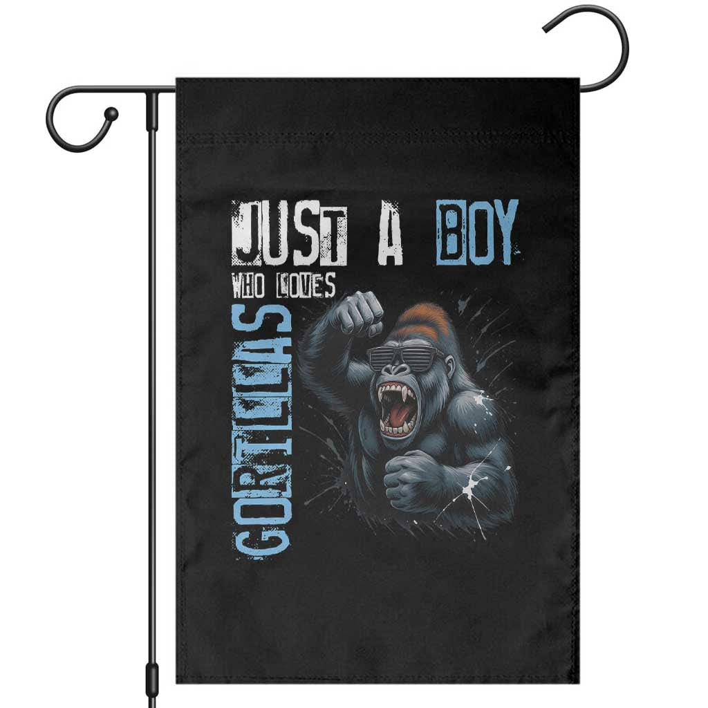 Just A Boy Who Loves Gorillas Garden Flag Gorilla Lover Gift TS12 Black Print Your Wear