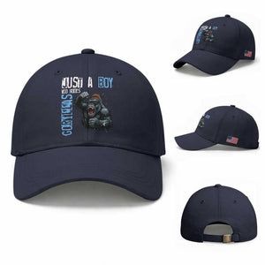 Just A Boy Who Loves Gorillas Baseball Cap Gorilla Lover Gift TS12 Baseball Cap Universal Fit Navy Print Your Wear