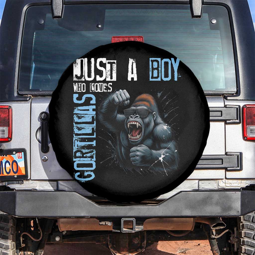 Just A Boy Who Loves Gorillas Spare Tire Cover Gorilla Lover Gift TS12 No hole Black Print Your Wear