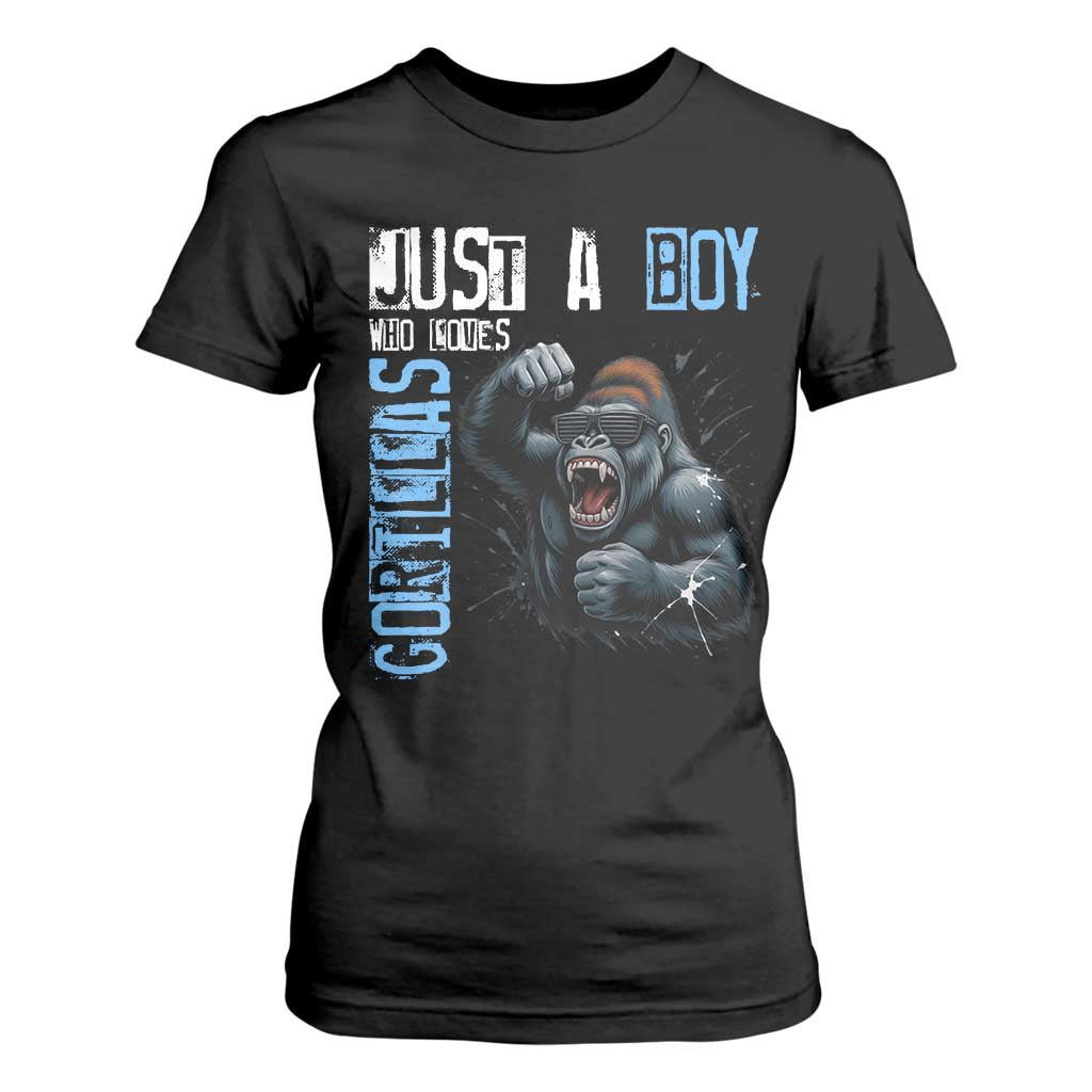 Just A Boy Who Loves Gorillas T Shirt For Women Gorilla Lover Gift TS12 Black Print Your Wear
