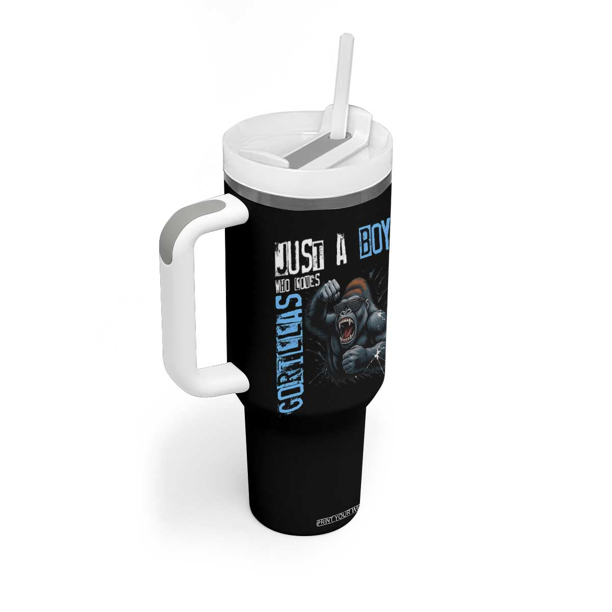 Just A Boy Who Loves Gorillas Tumbler With Handle Gorilla Lover Gift TS12 Print Your Wear