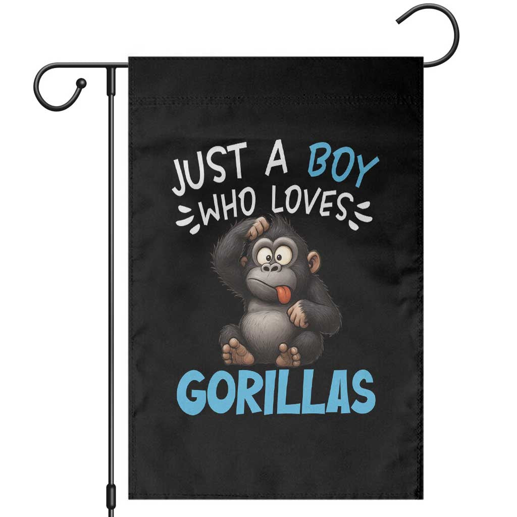 Funny Gorilla Lover Gift Garden Flag Just A Boy Who Loves Gorillas TS12 Black Print Your Wear
