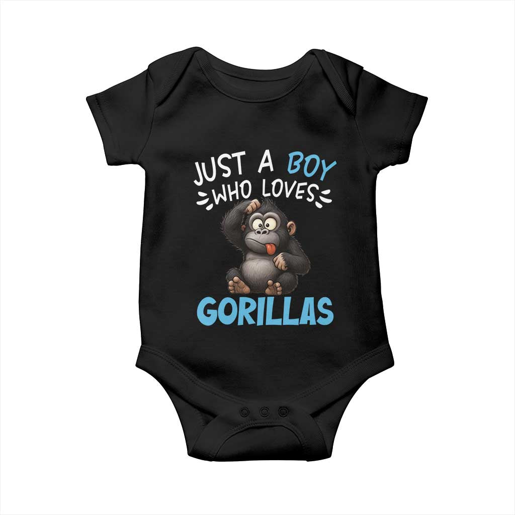 Funny Gorilla Lover Gift Baby Onesie Just A Boy Who Loves Gorillas TS12 Black Print Your Wear