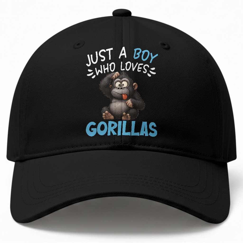 Funny Gorilla Lover Gift Baseball Cap Just A Boy Who Loves Gorillas TS12 Print Your Wear
