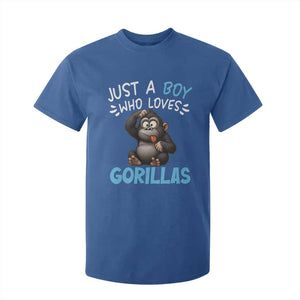 Funny Gorilla Lover Gift T Shirt For Kid Just A Boy Who Loves Gorillas TS12 Royal Blue Print Your Wear