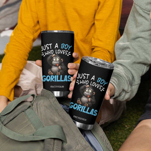 Funny Gorilla Lover Gift Tumbler Cup Just A Boy Who Loves Gorillas TS12 Print Your Wear