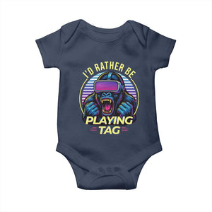 VR Gamer Gorilla Baby Onesie Id Rather Be Playing Tag Gift TS12 Navy Print Your Wear