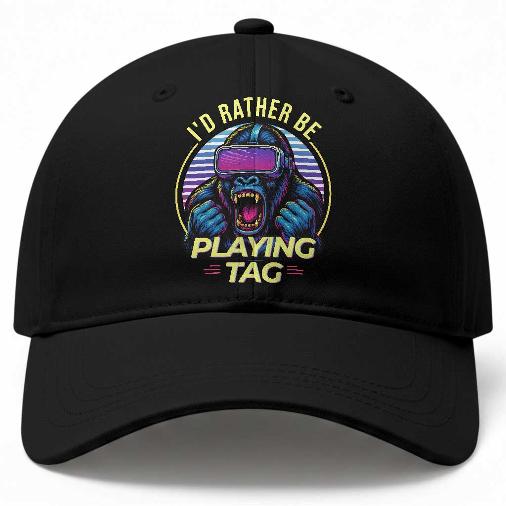 VR Gamer Gorilla Baseball Cap I’d Rather Be Playing Tag Gift TS12 Print Your Wear
